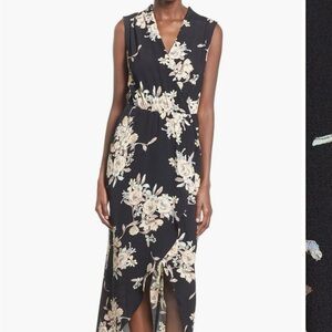 Astr the Label black floral wrap maxi
